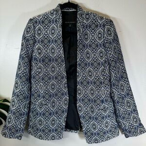 Banana Republic open jacket blazer woven blue black women sz8 SP211